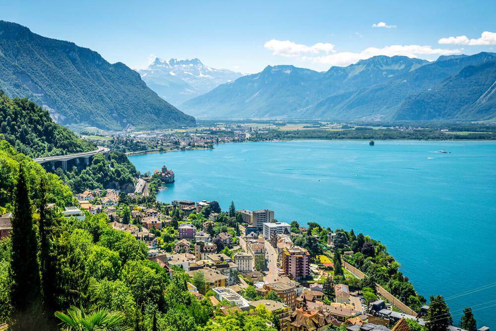 See Montreux from the air In Montreux Riviera